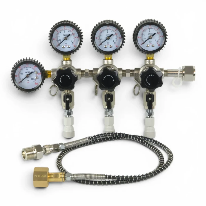 Reduktor CO2 Trzy Moduły 3,2 BAR 3/8 + Przedłużka Przedłużacz 1m W21,8