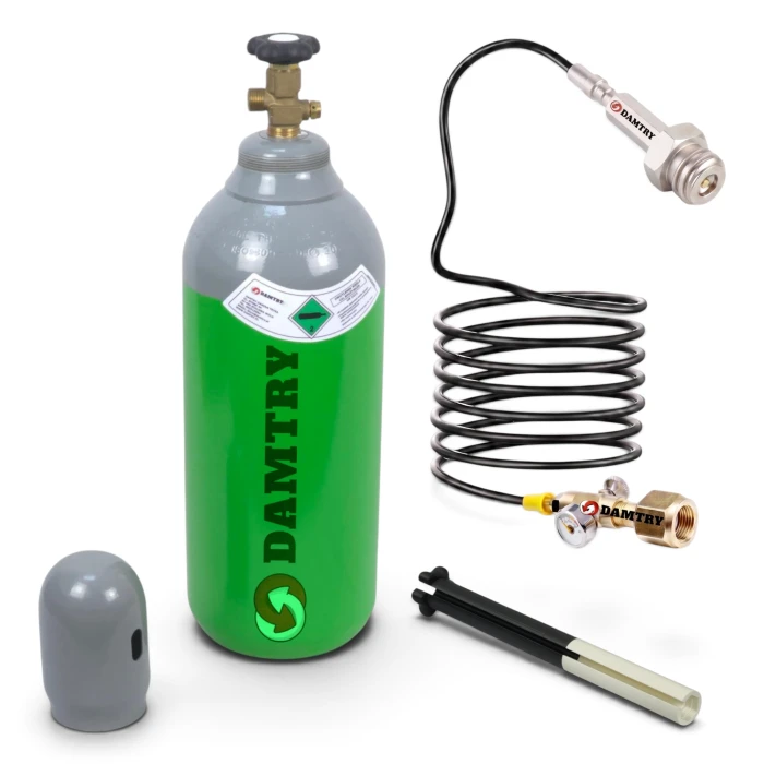 Butla CO2 pełna 8l 6kg BECZUŁKA + Przewód 2,5m Adapter TR21x4 ALU + Klucz